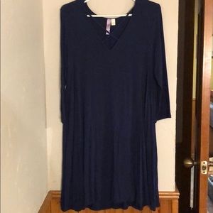 Cross Neck Navy Dress